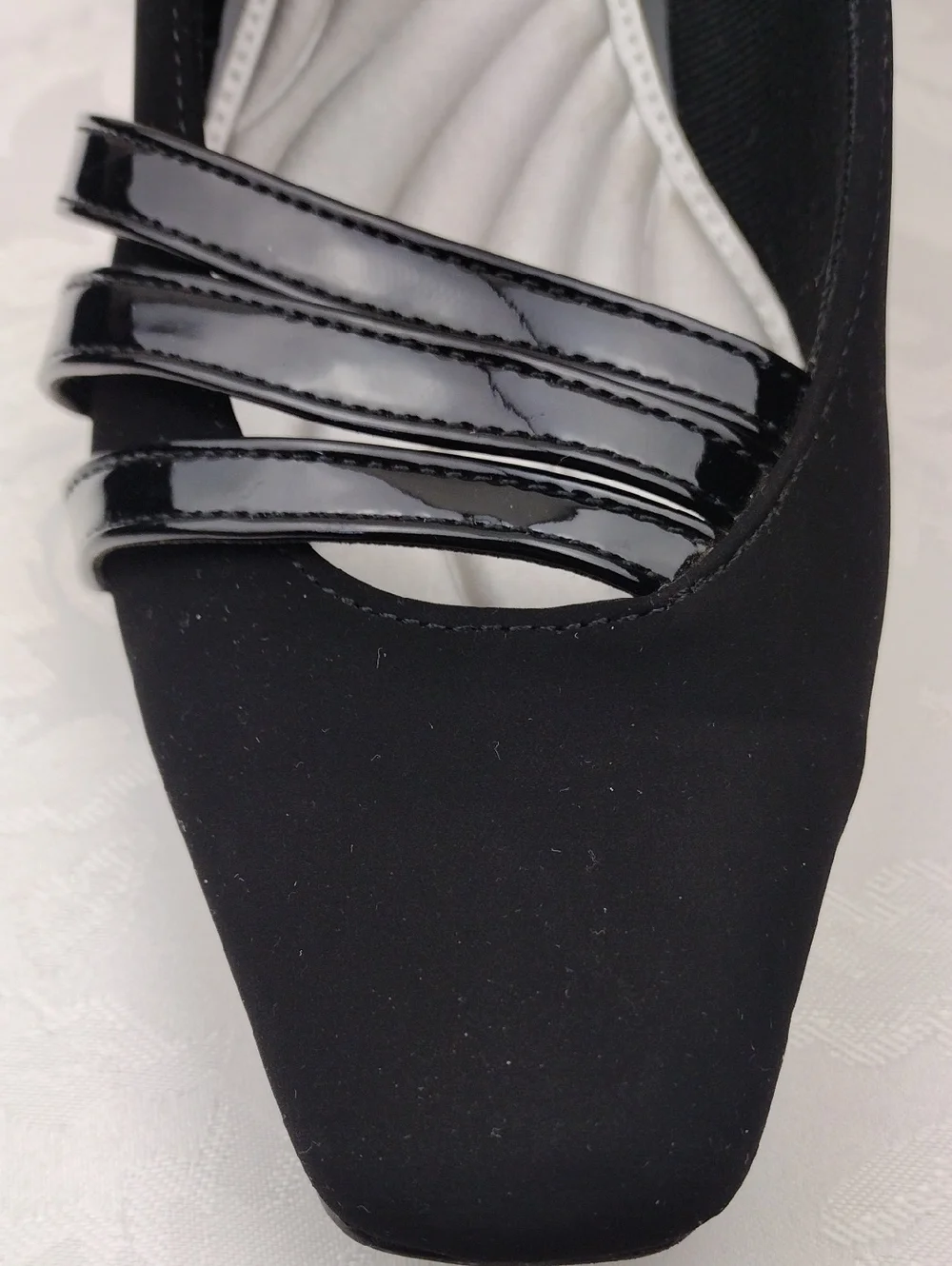 Easy Street Black Quality Man Made Materials Square Toe Block Heel Slip On Pumps